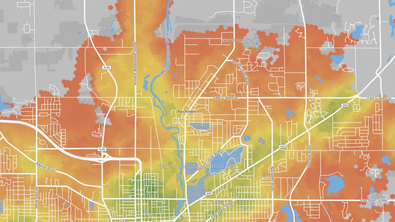 Bike Grade map of Parchment, MI
