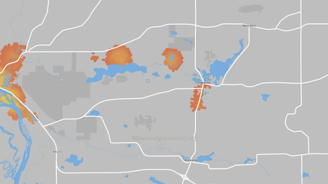 Bike Grade map of Pardeeville, WI