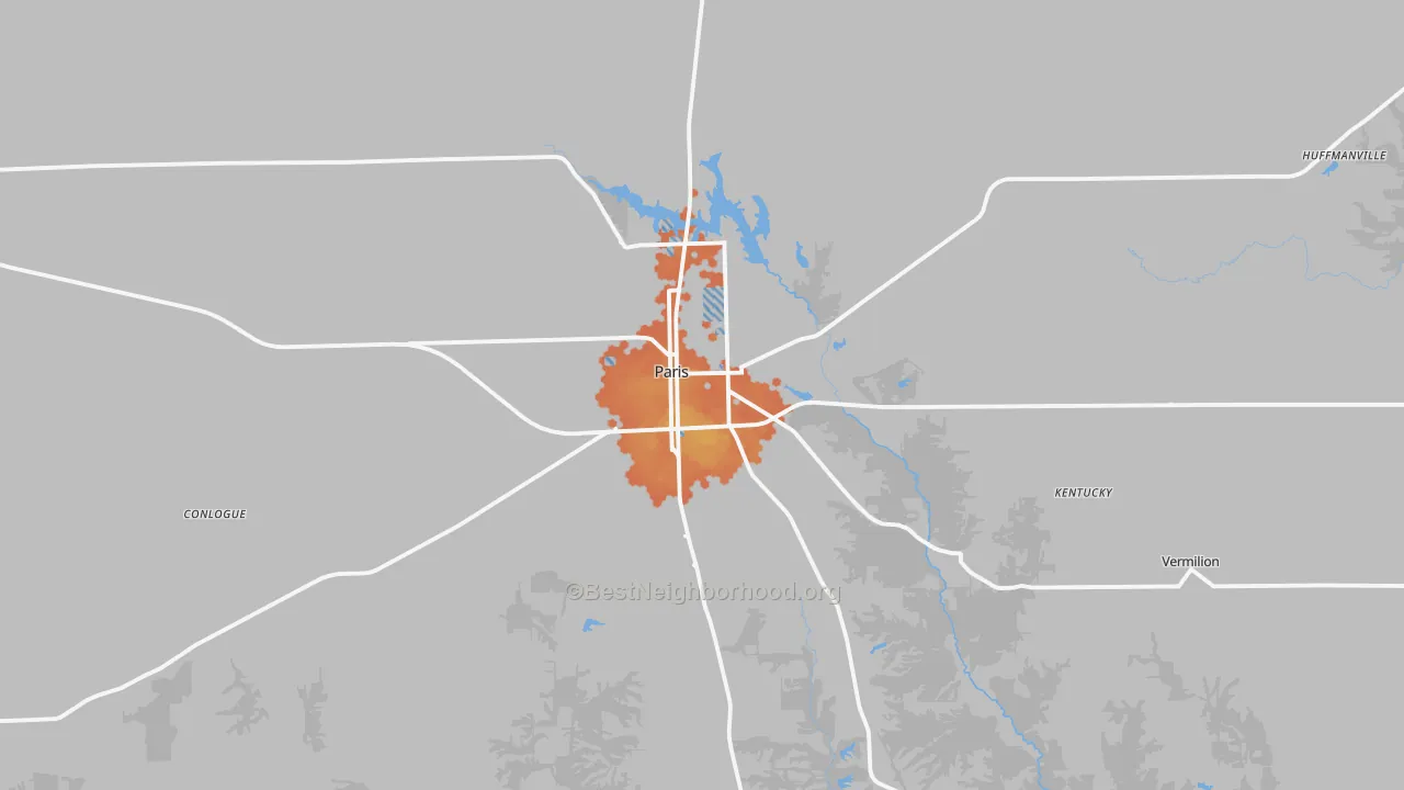 Bike Grade map of Paris, IL