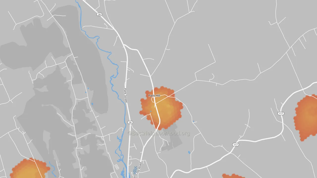 Bike Grade map of Paris, ME