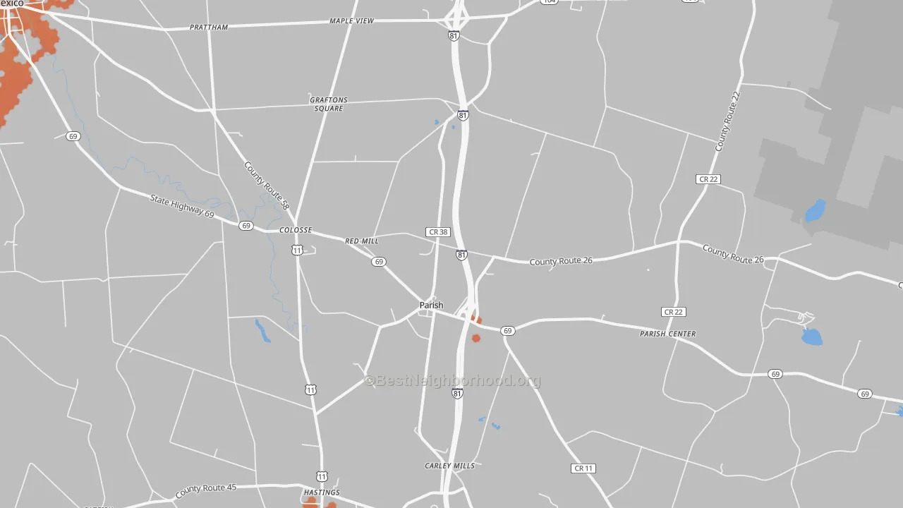 Bike Grade map of Parish, NY