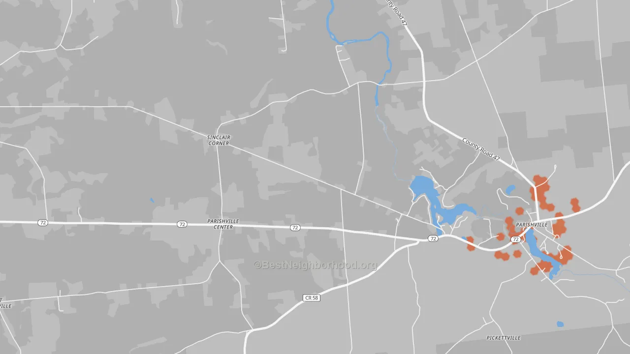 Bike Grade map of Parishville Center, NY