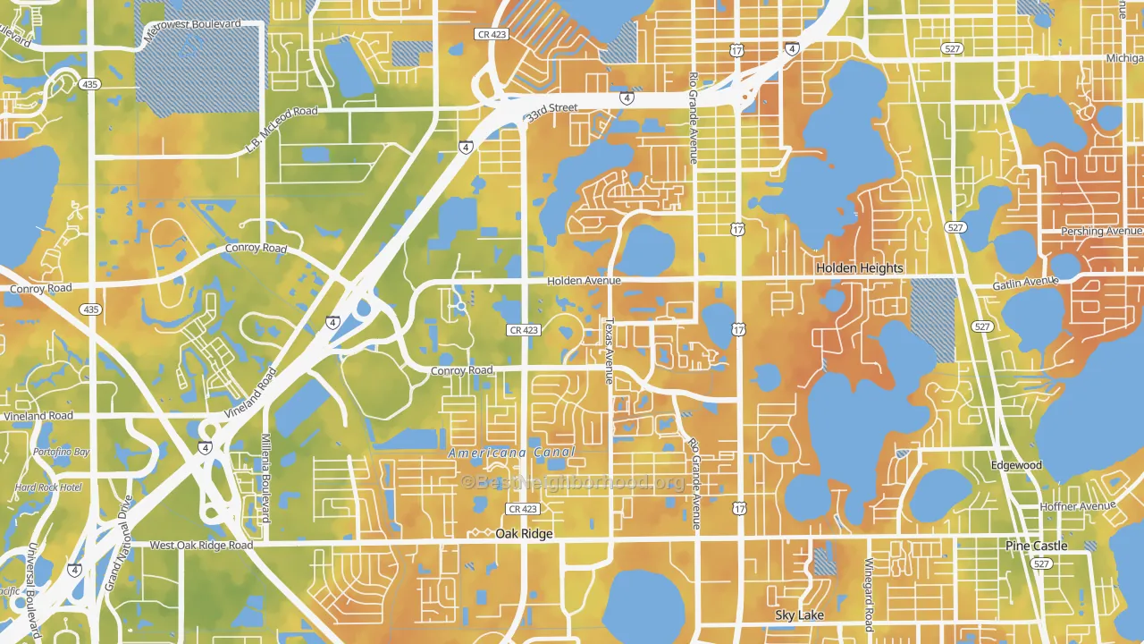 Bike Grade map of Park Central, Orlando, FL