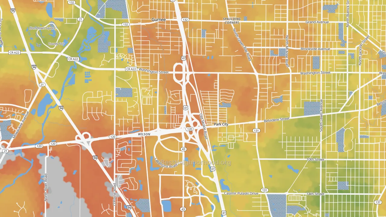 Bike Grade map of Park City, IL