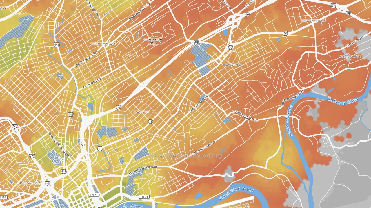 Bike Grade map of Park City, Knoxville, TN