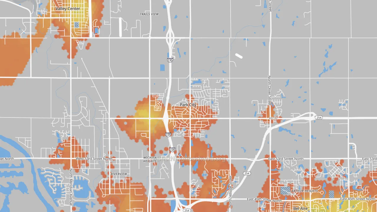 Bike Grade map of Park City, KS
