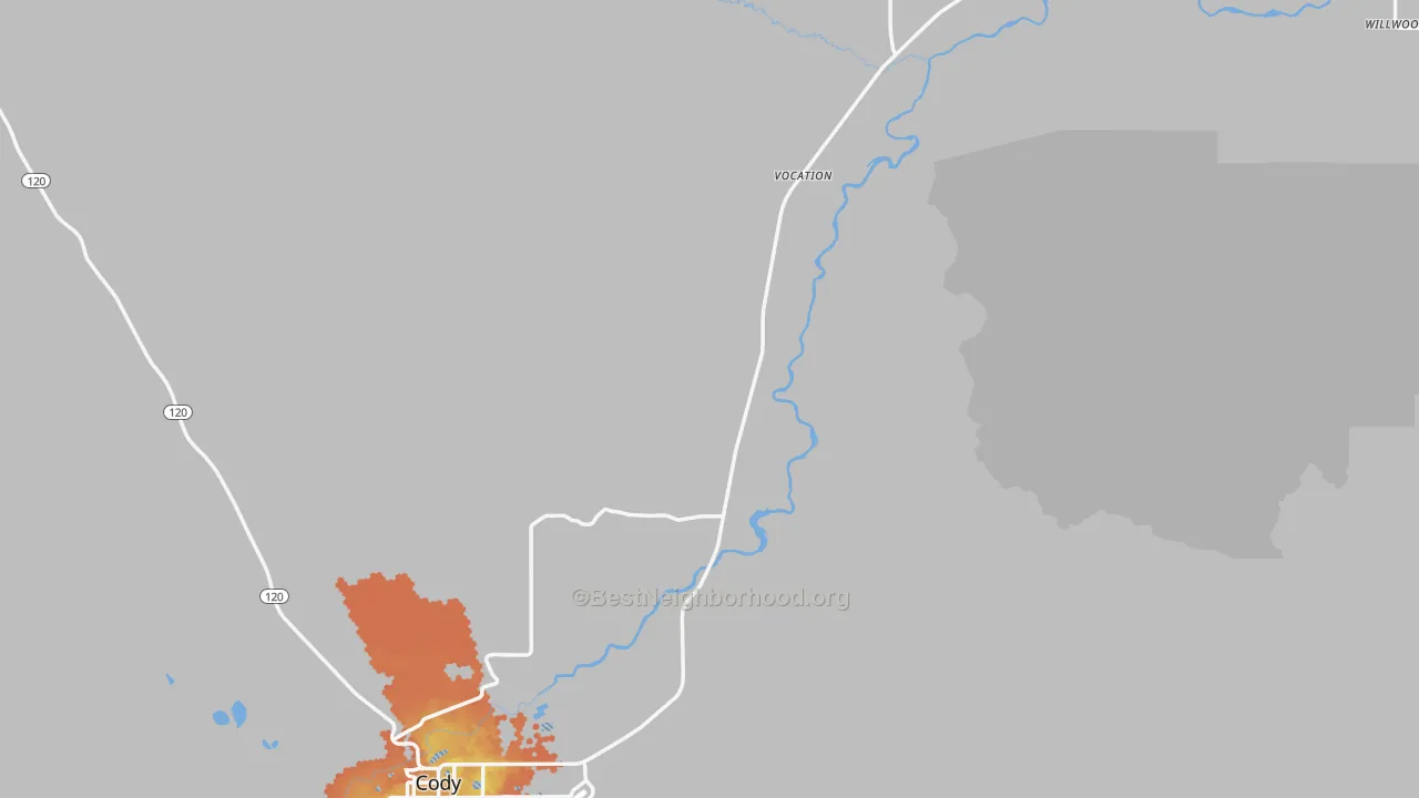 Bike Grade map of Park County, WY