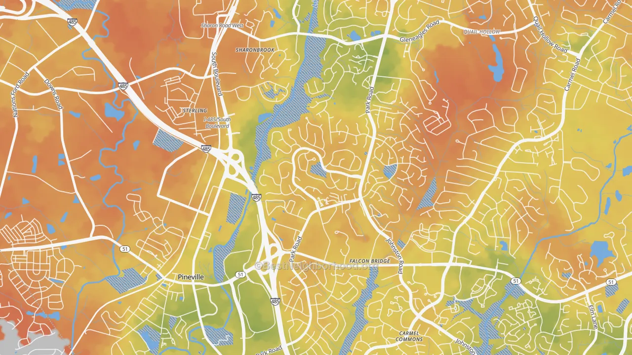 Bike Grade map of Park Crossing, Charlotte, NC