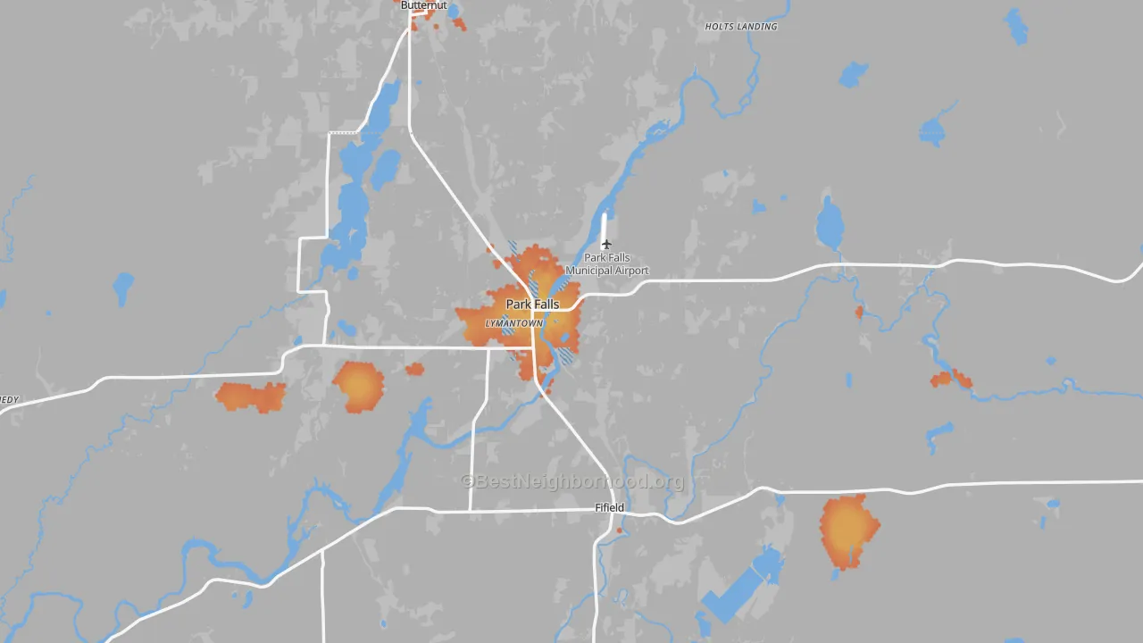 Bike Grade map of Park Falls, WI
