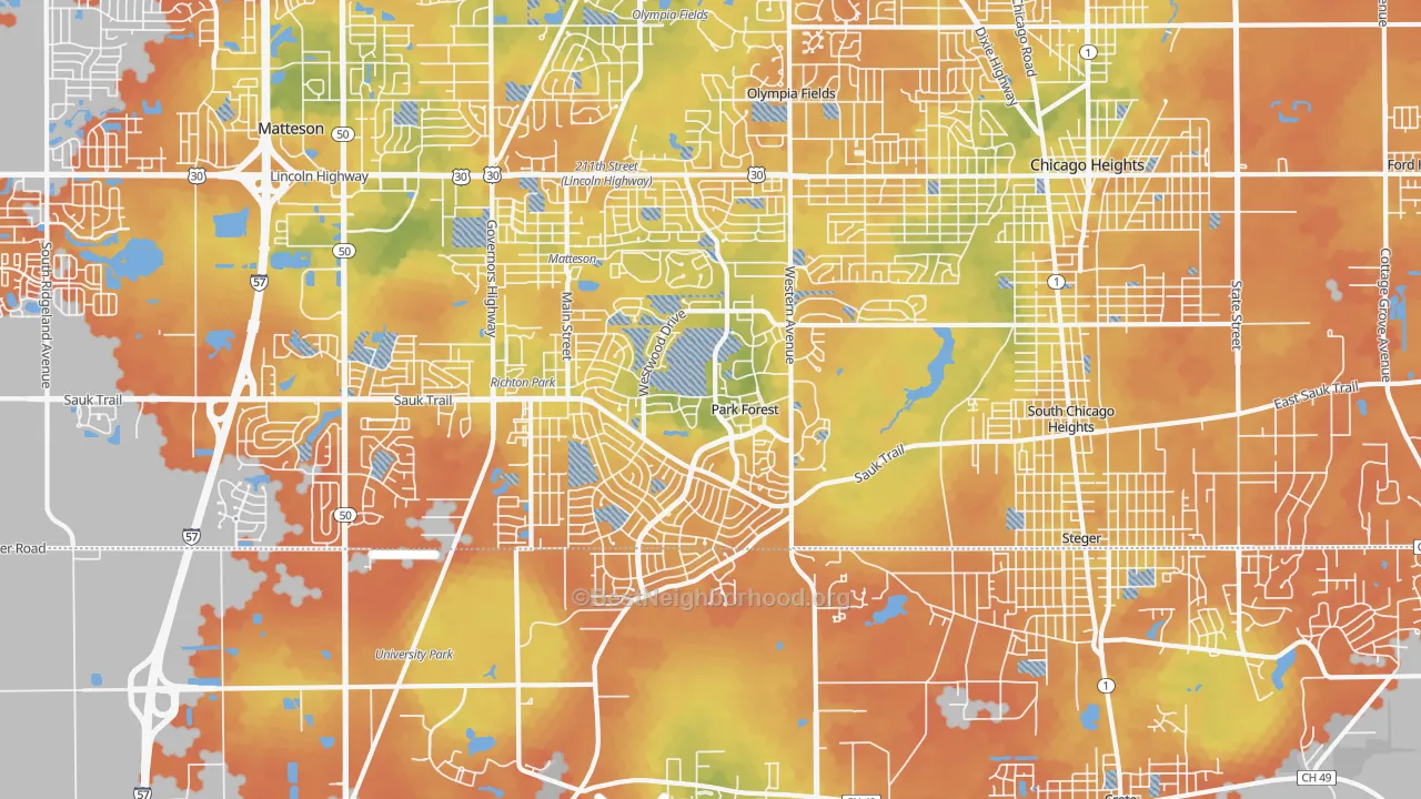 Bike Grade map of Park Forest, IL