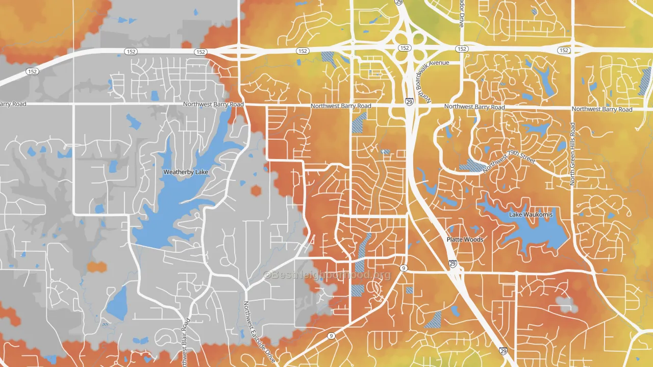 Bike Grade map of Park Forest, Kansas City, MO