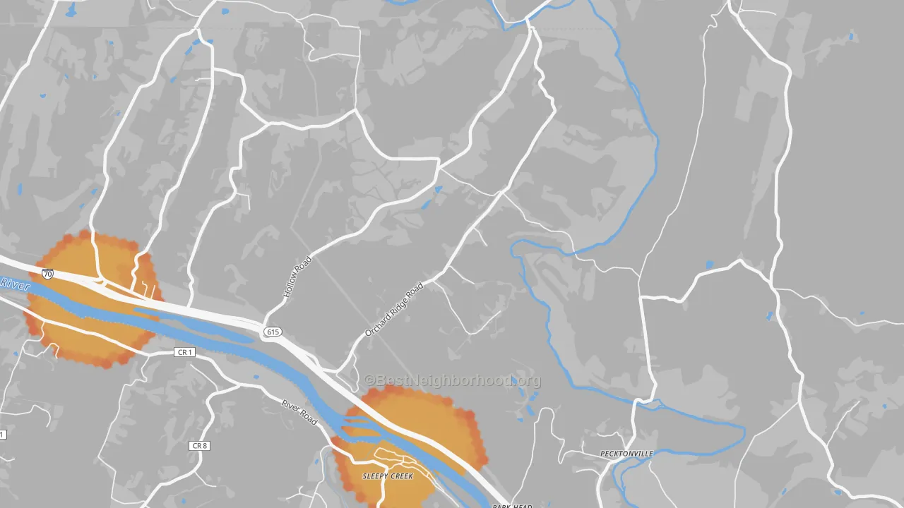 Bike Grade map of Park Head, MD