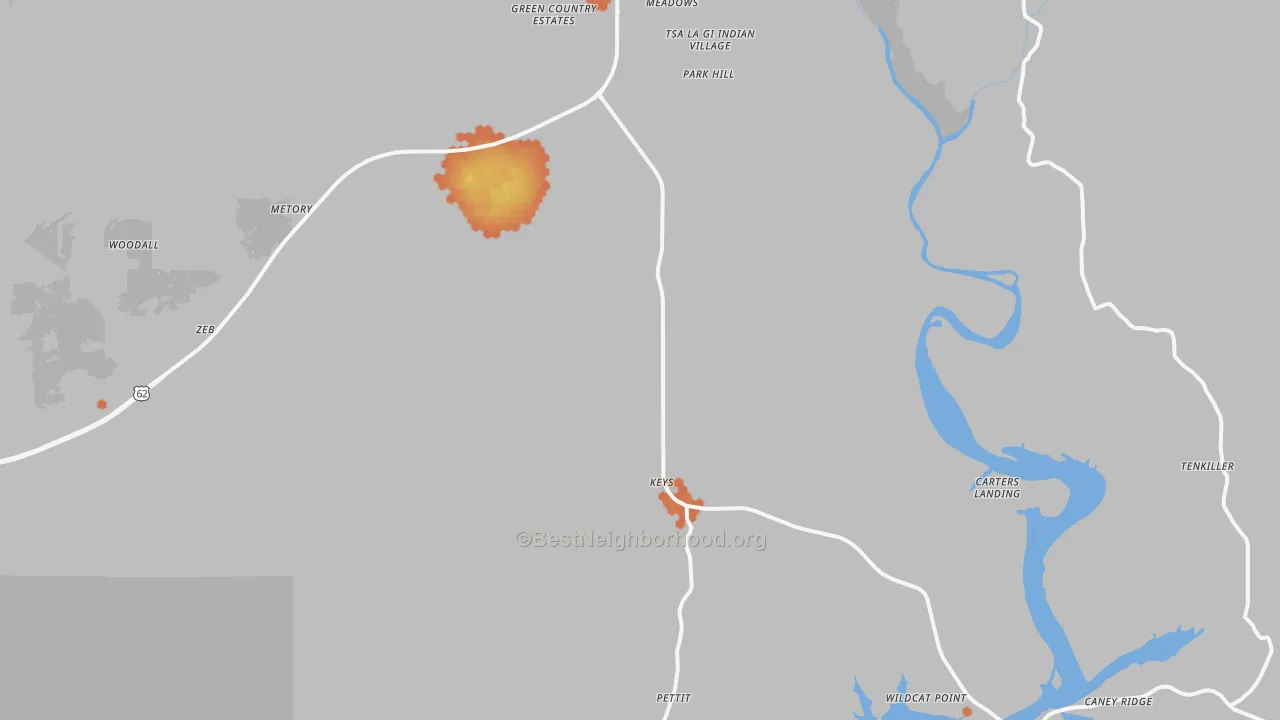 Bike Grade map of Park Hill, OK