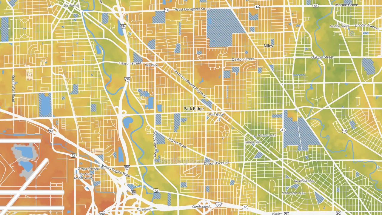 Bike Grade map of Park Ridge, IL