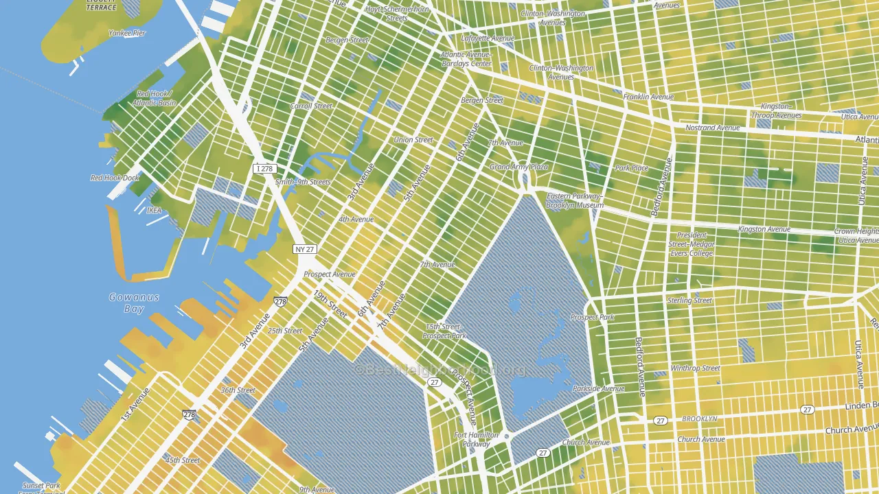Bike Grade map of Park Slope, Brooklyn, NY