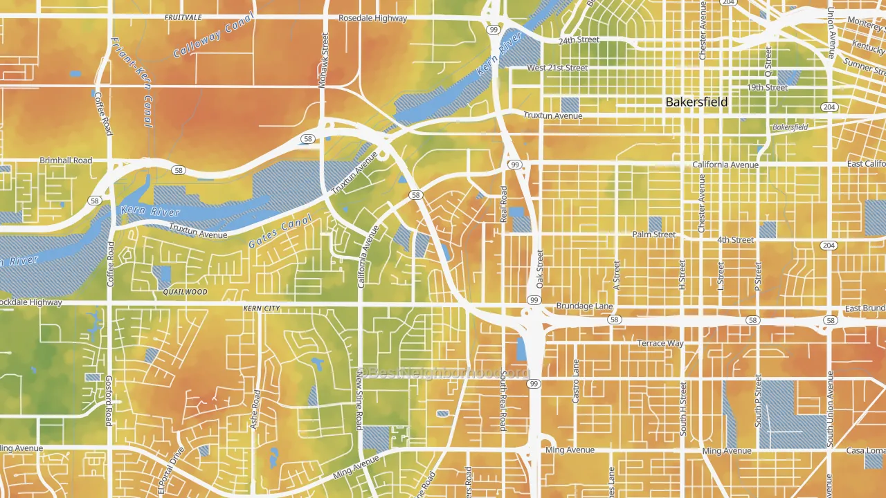 Bike Grade map of Park Stockdale, Bakersfield, CA