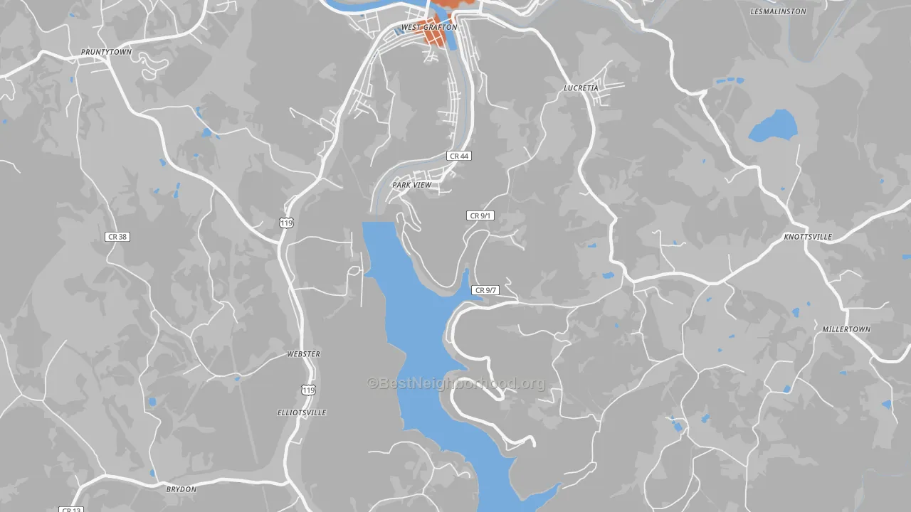Bike Grade map of Park View, WV