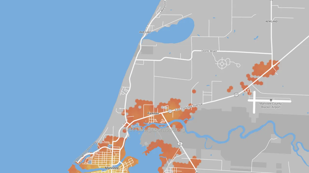 Bike Grade map of Parkdale, MI