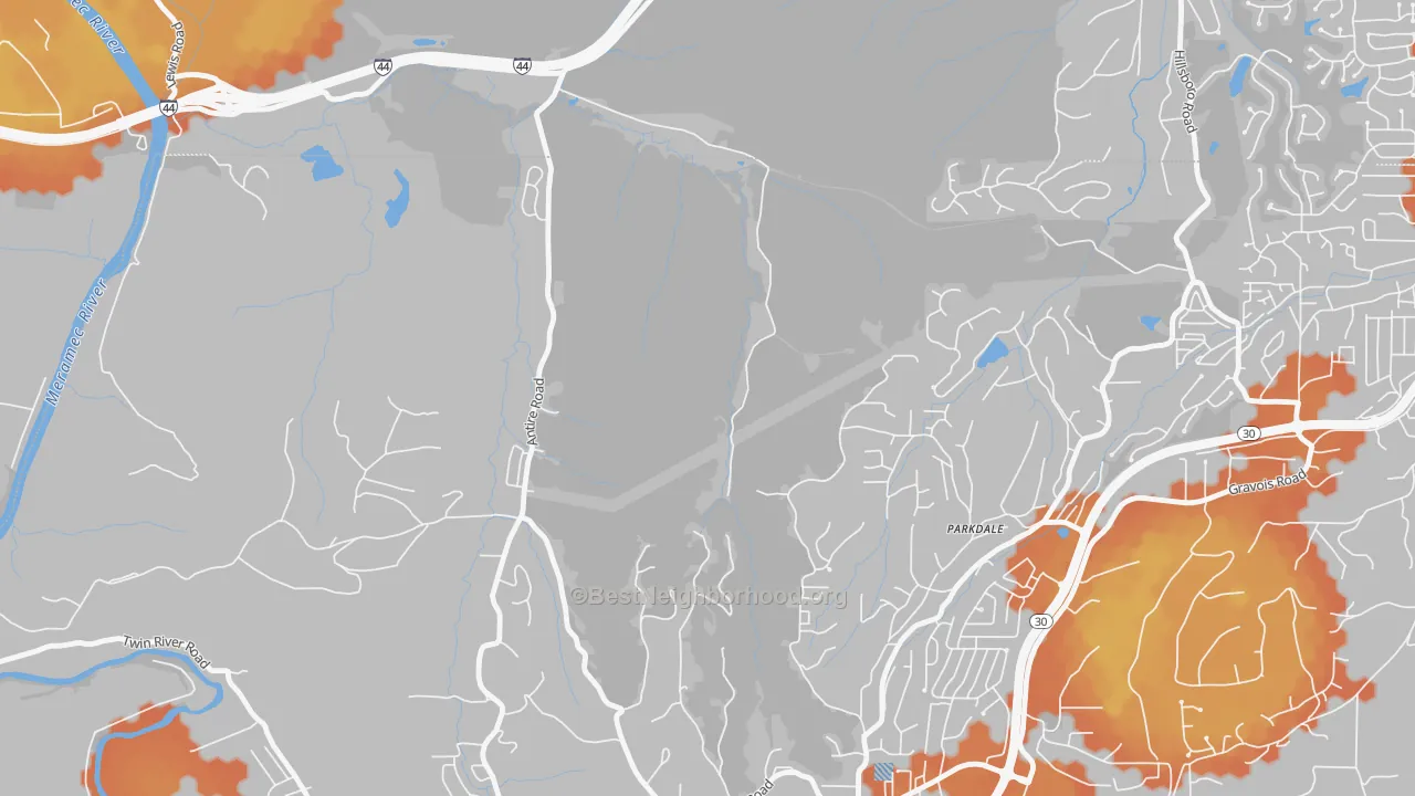Bike Grade map of Parkdale, MO