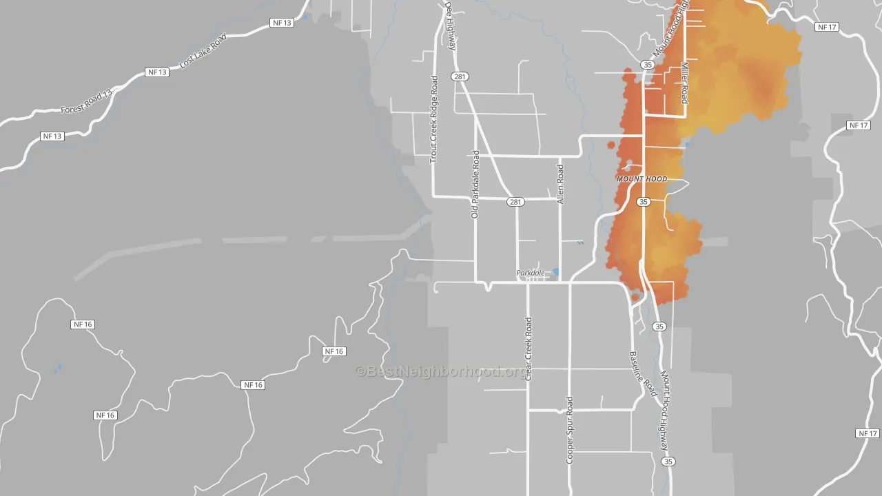 Bike Grade map of Parkdale, OR