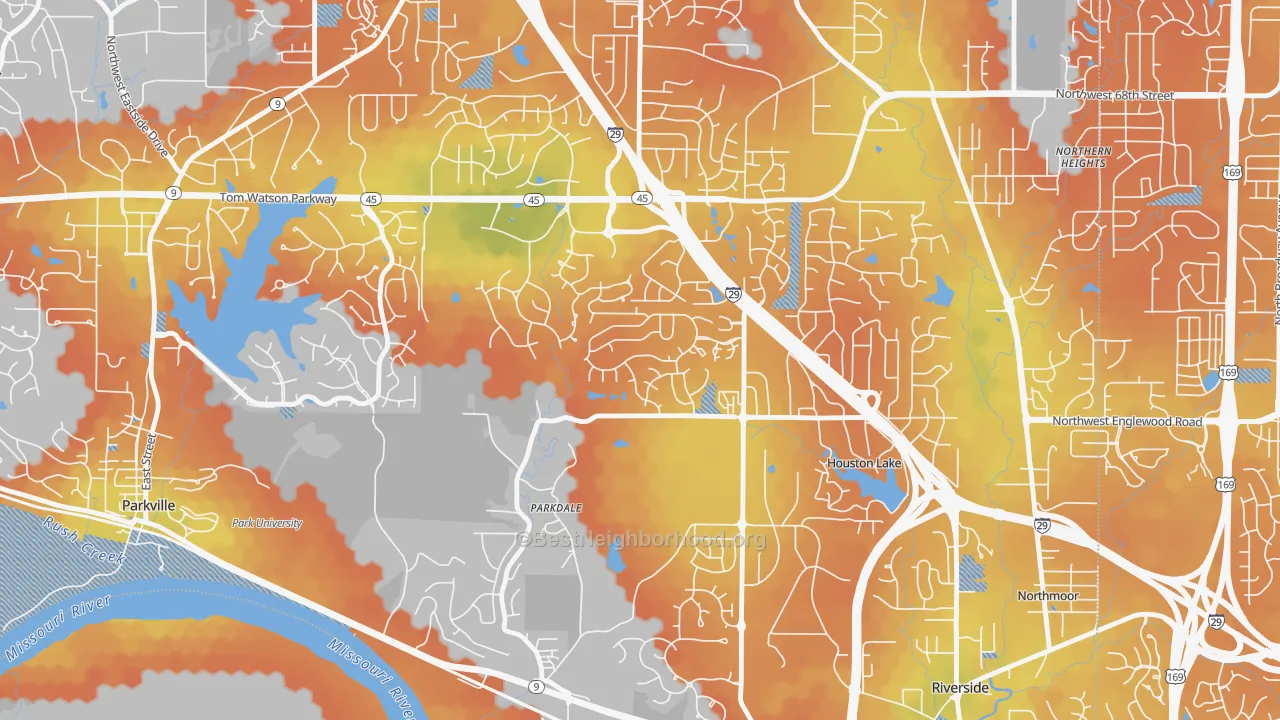 Bike Grade map of Parkdale-Walden, Kansas City, MO