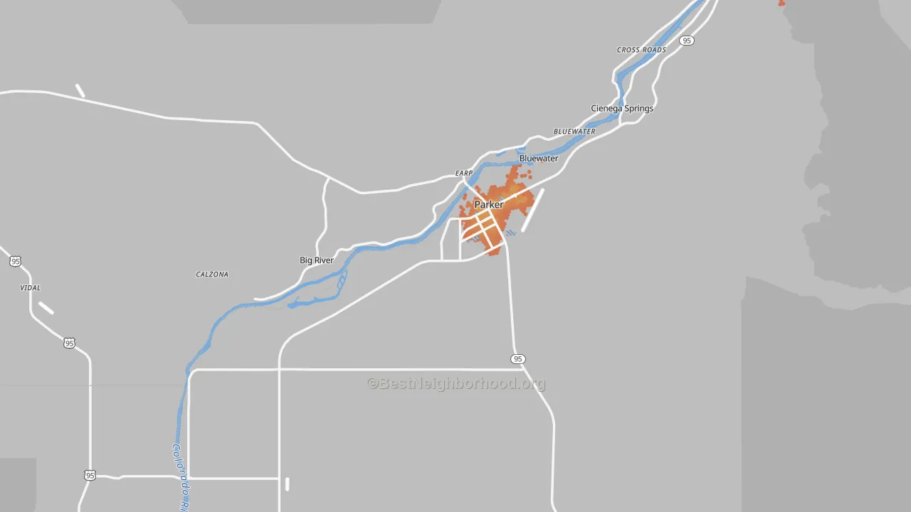 Bike Grade map of Parker, AZ