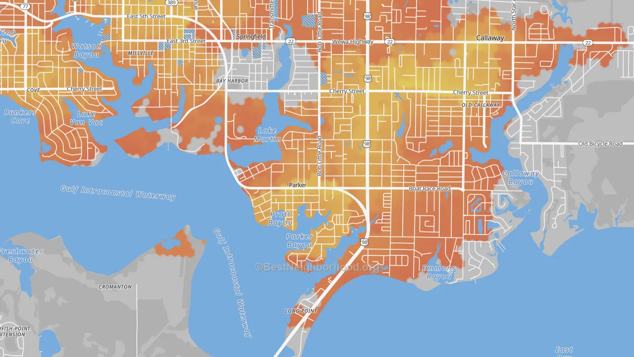 Bike Grade map of Parker, FL