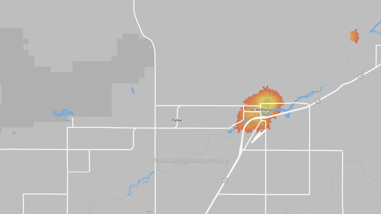 Bike Grade map of Parker, ID