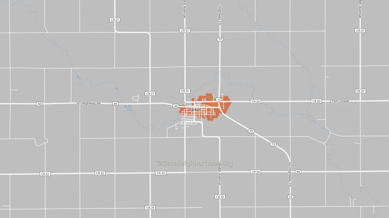 Bike Grade map of Parker, SD