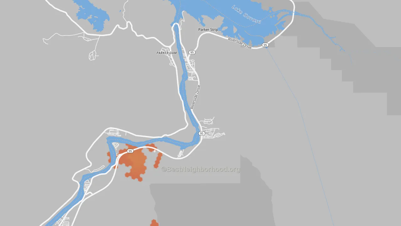 Bike Grade map of Parker Strip, AZ