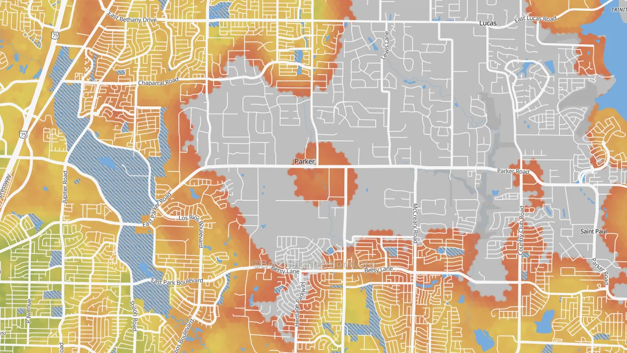 Bike Grade map of Parker, TX