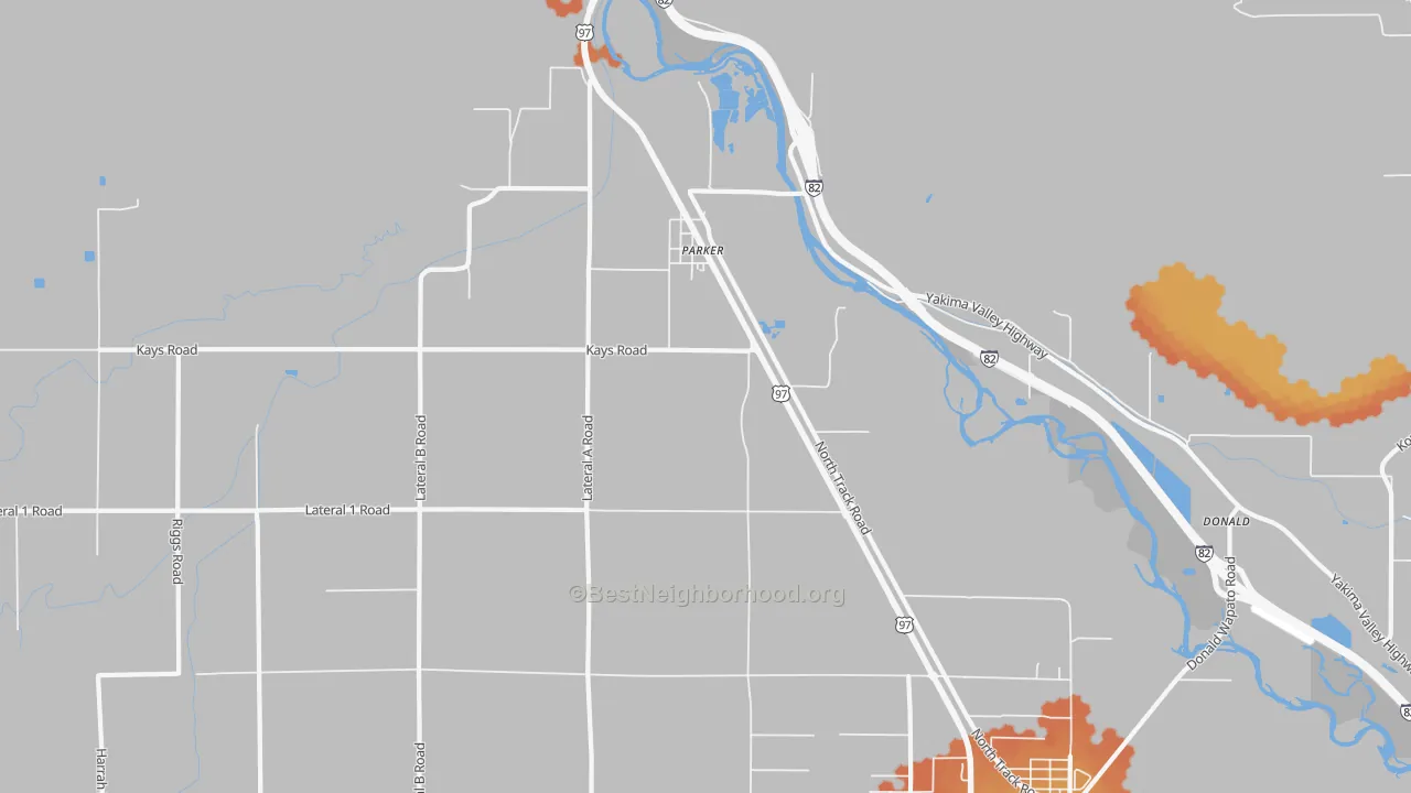Bike Grade map of Parker, WA