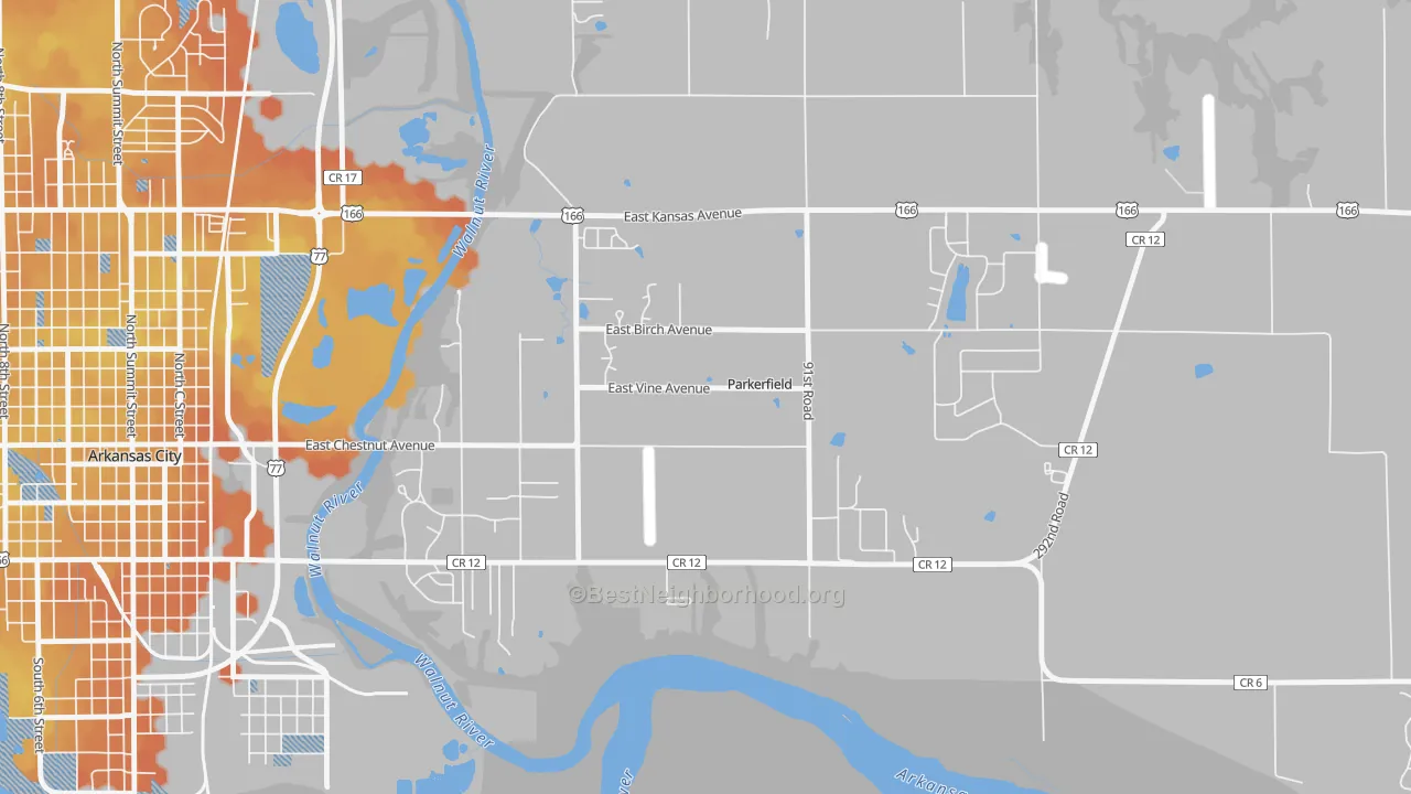 Bike Grade map of Parkerfield, KS