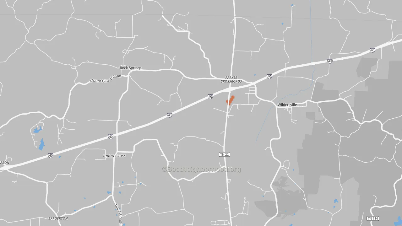 Bike Grade map of Parkers Crossroads, TN