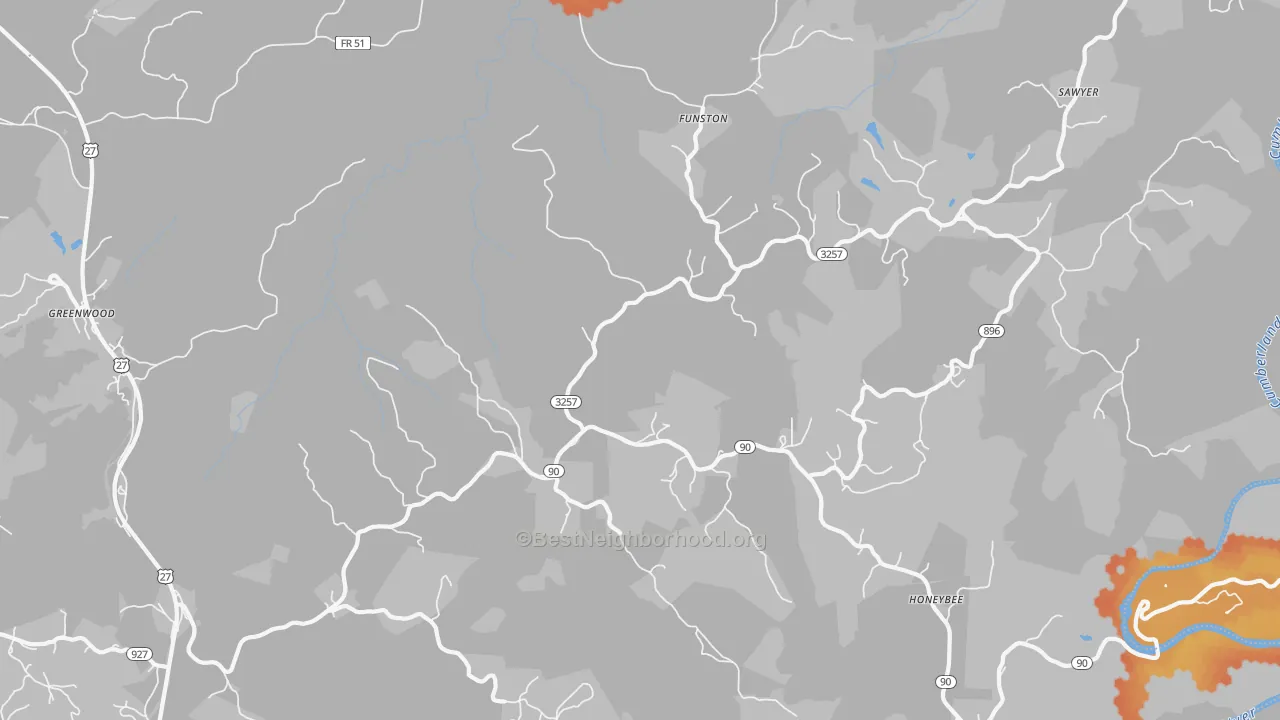 Bike Grade map of Parkers Lake, KY