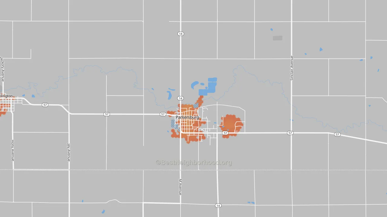 Bike Grade map of Parkersburg, IA