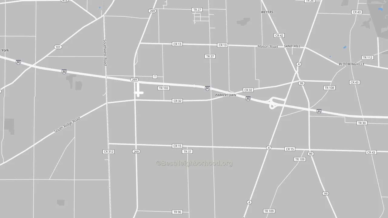 Bike Grade map of Parkertown, OH
