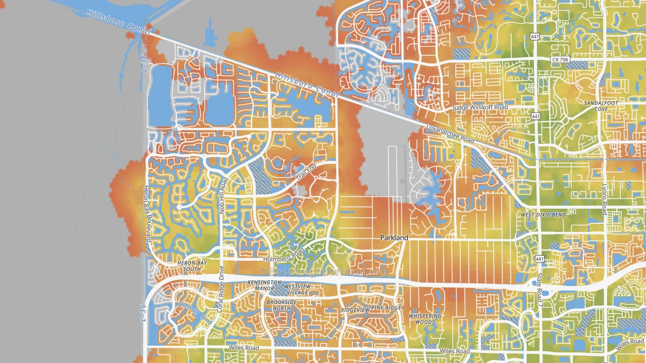 Bike Grade map of Parkland, FL