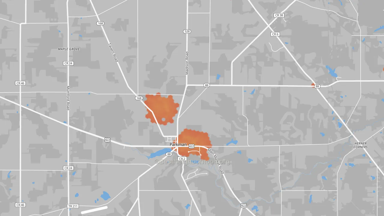 Bike Grade map of Parkman, OH