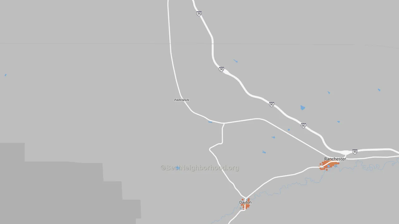 Bike Grade map of Parkman, WY