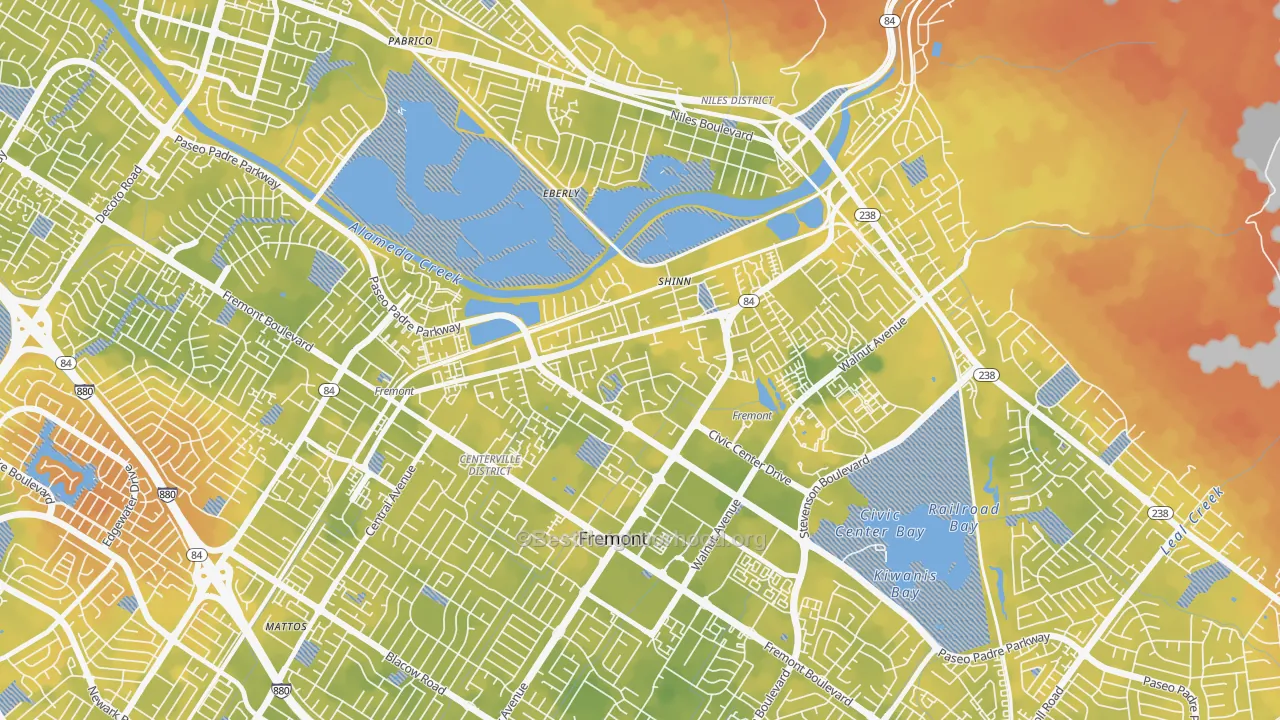Bike Grade map of Parkmont, Fremont, CA