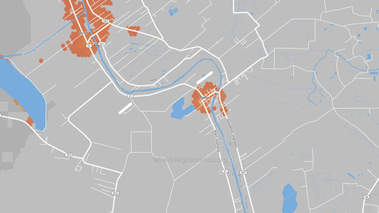 Bike Grade map of Parks, LA