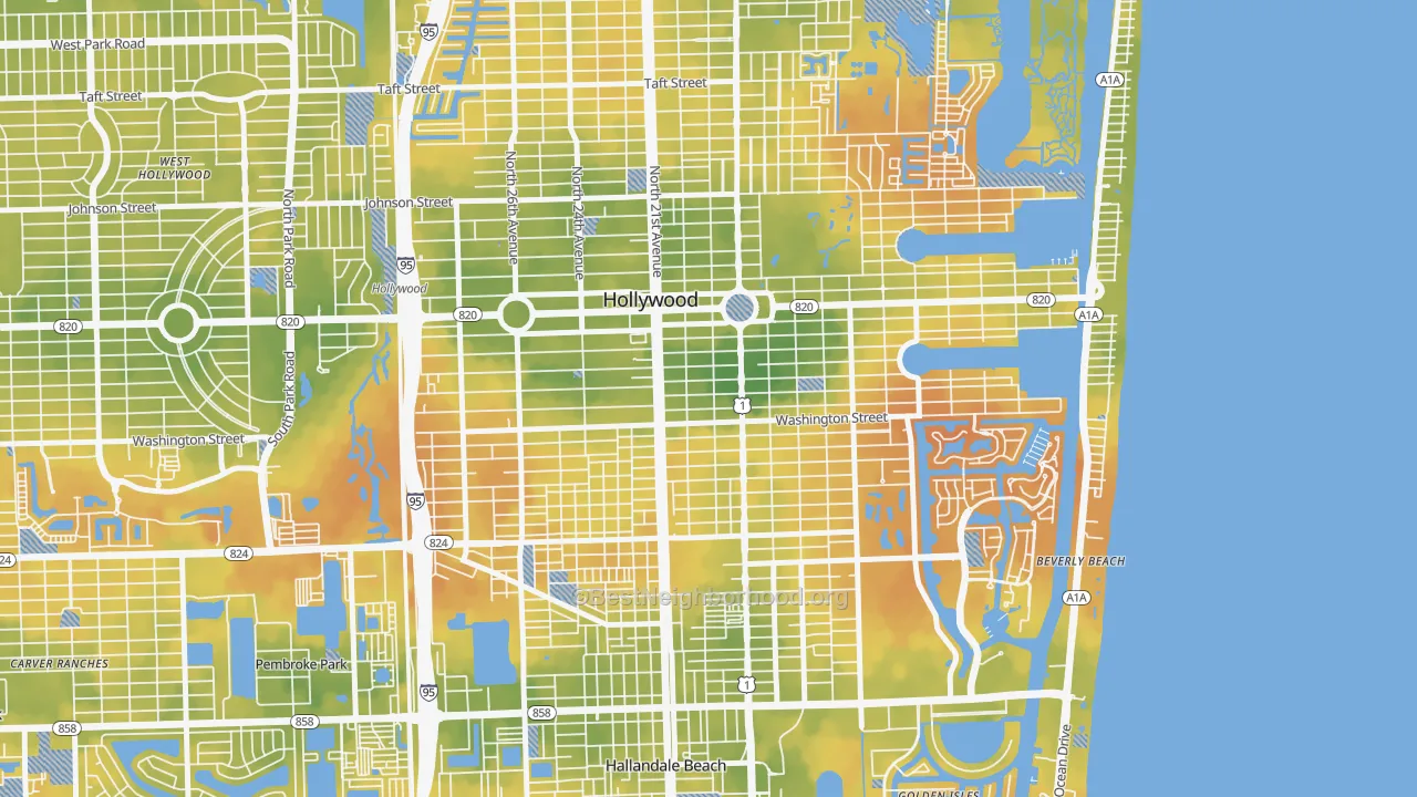 Bike Grade map of Parkside, Hollywood, FL