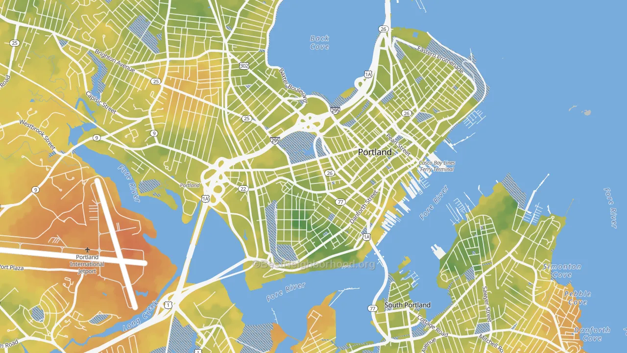 Bike Grade map of Parkside, Portland, ME
