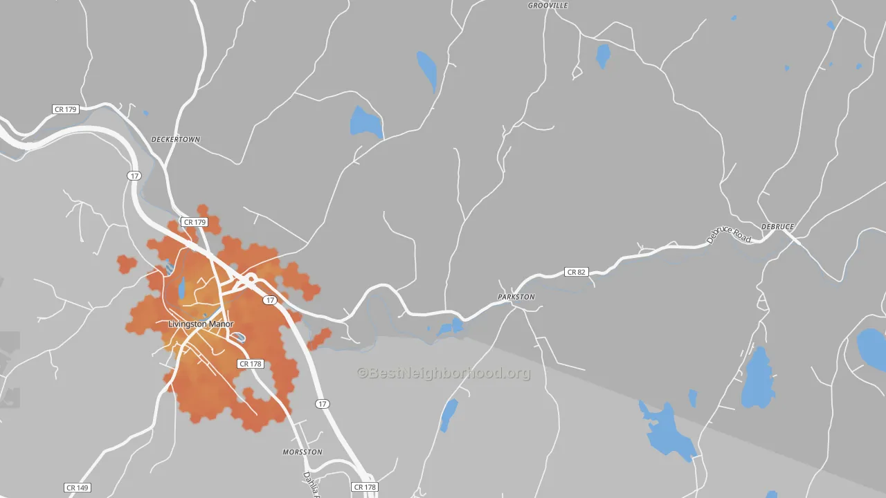 Bike Grade map of Parkston, NY