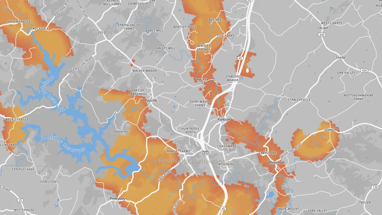 Bike Grade map of Parkton, MD