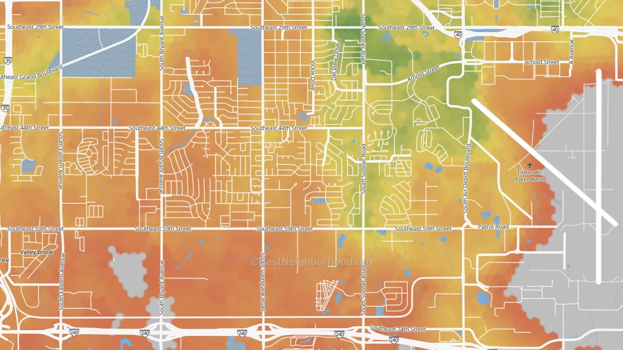 Bike Grade map of Parkview, Oklahoma City, OK