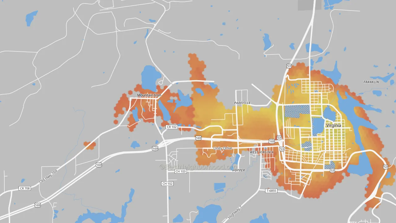 Bike Grade map of Parkville, MN