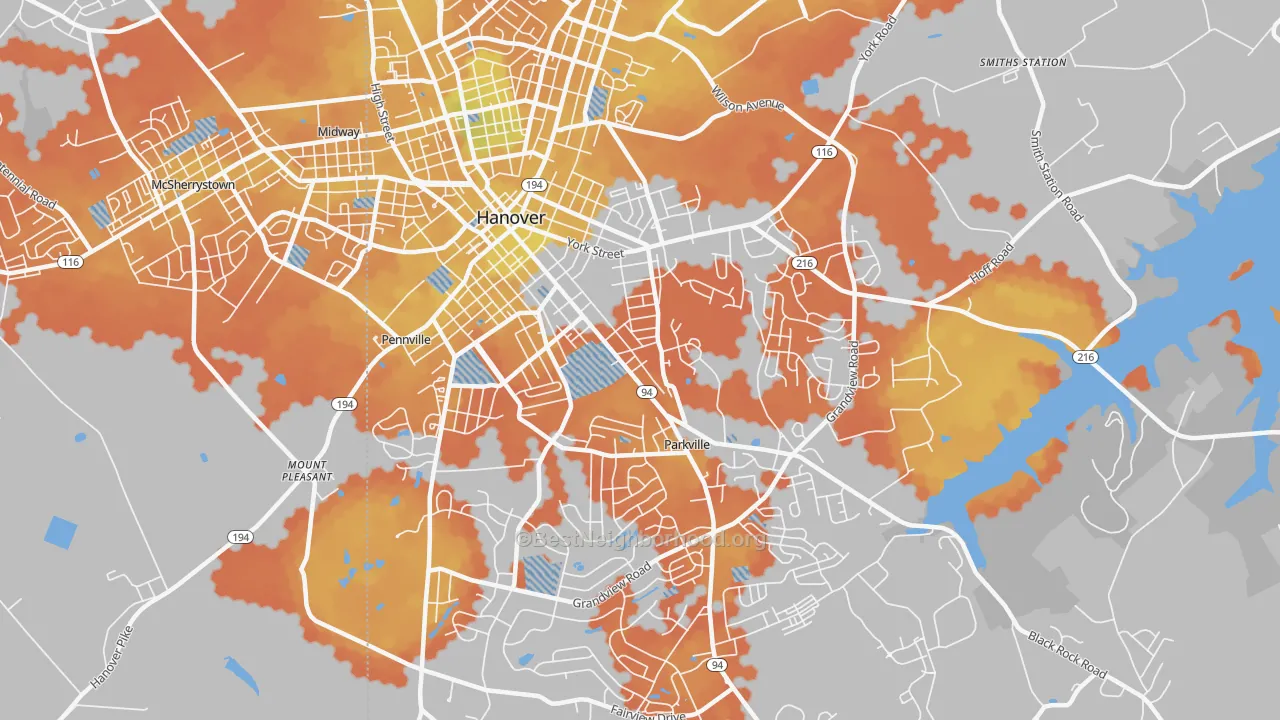 Bike Grade map of Parkville, PA