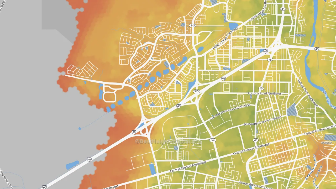 Bike Grade map of Parkway, Albuquerque, NM